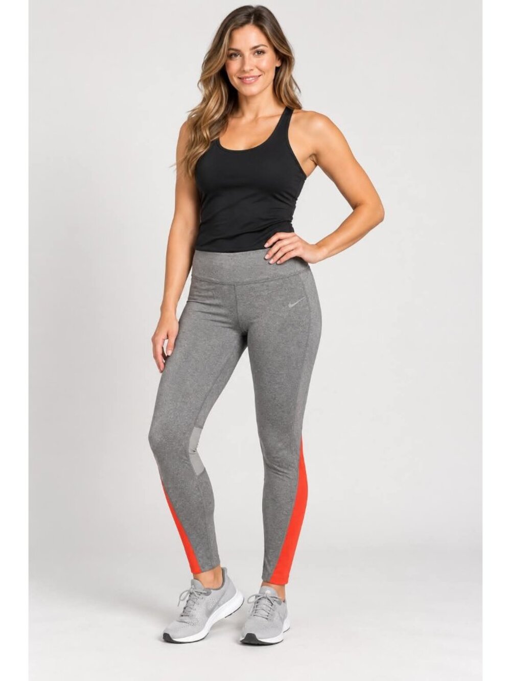 Nike Dri FIT Gray and Orange Athletic Leggings Size Large skuj